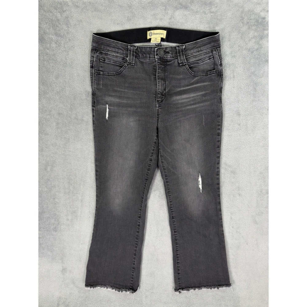Democracy Jeans Womens 10 Gray Denim High Rise Bootcut Cuffed Fringe Ab Tech‎